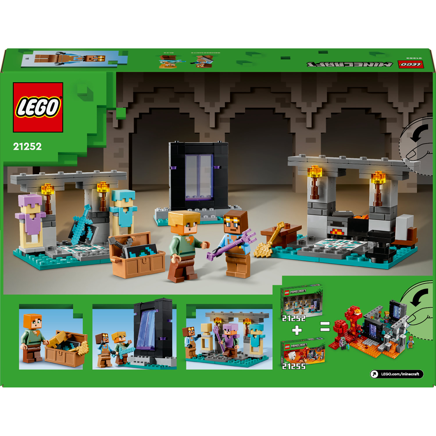 Voir la diapositive 7 : LEGO Minecraft 21252 Armurerie, Jouet avec Forge d'Armes avec Personnages de Jeu Vidéo, Alex Minifigurine