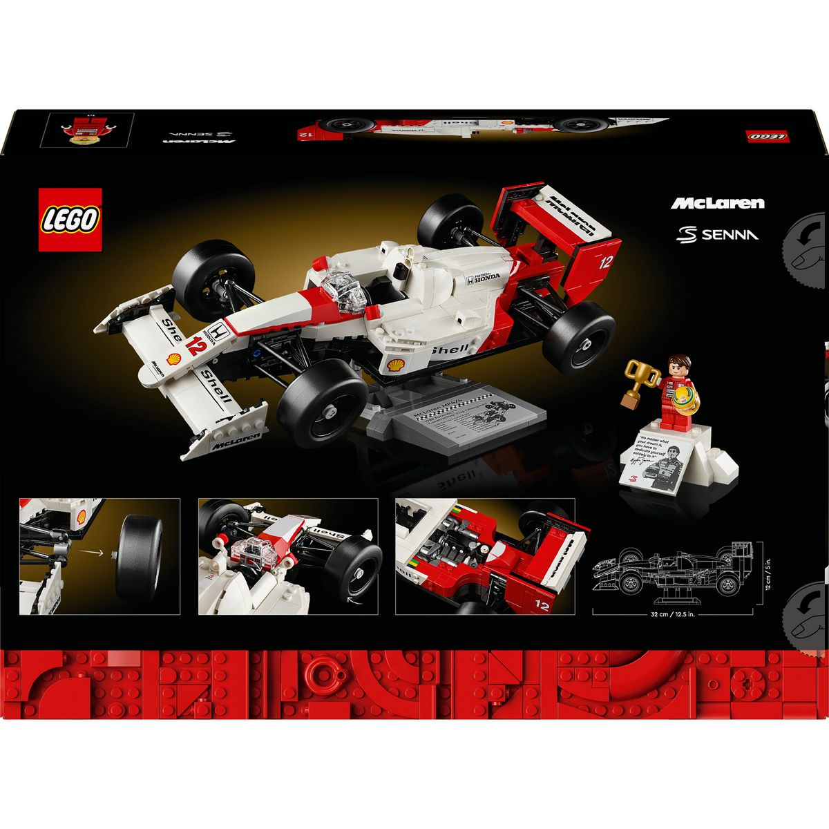 LEGO LEGO Icons 10330 McLaren MP4/4 et Ayrton Senna, Set Modèle Réduit de Voiture pour Adultes