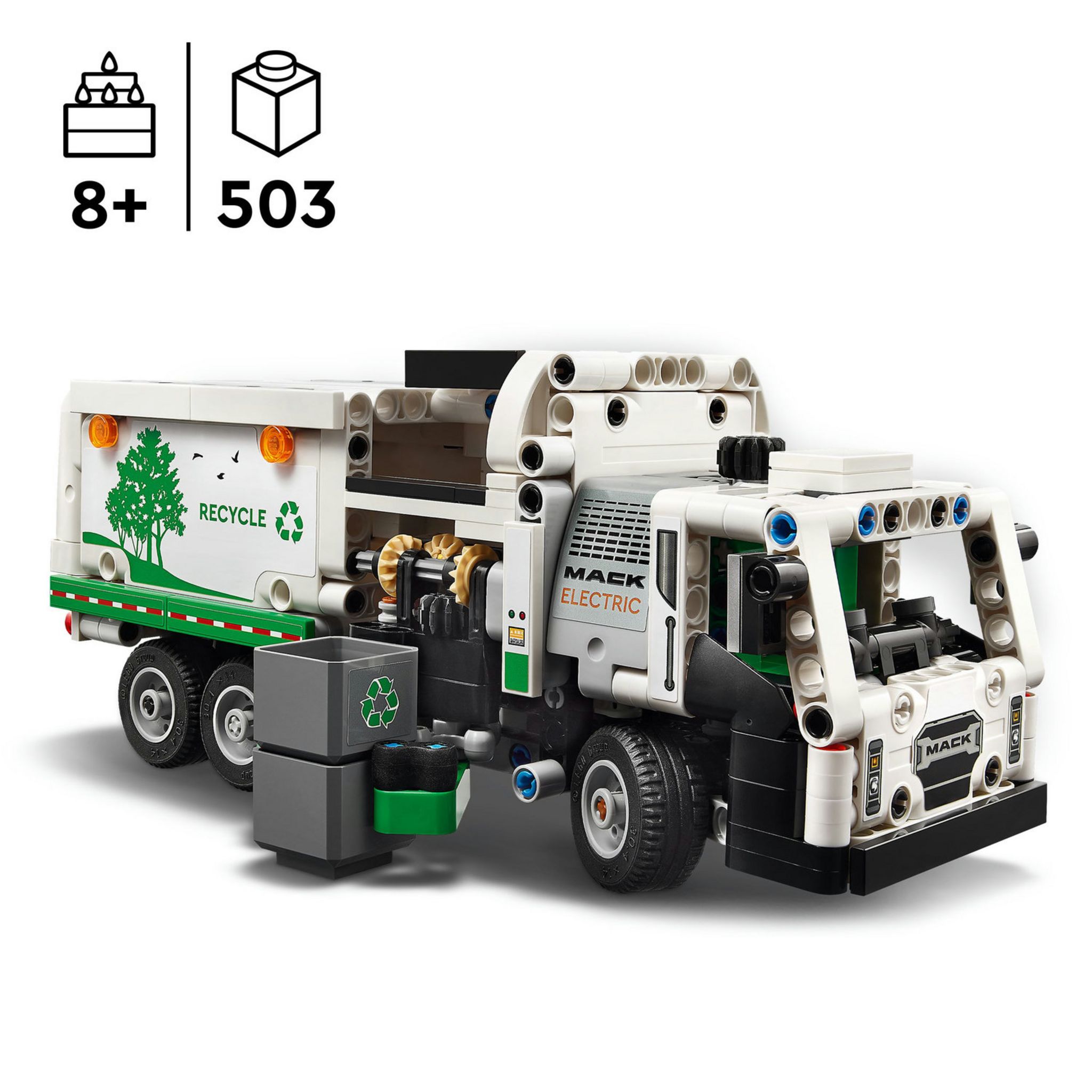 Voir la diapositive 3 : LEGO Technic 42167 Mack LR Electric Camion Poubelle, Jouet de Camion Électrique, Véhicule de Recyclage