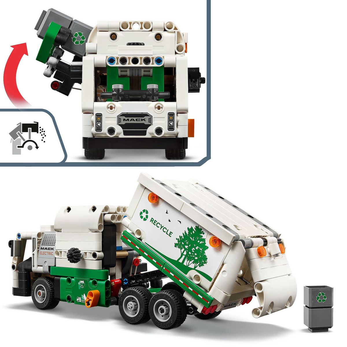LEGO Technic 42167 Mack LR Electric Camion Poubelle, Jouet de Camion Électrique, Véhicule de Recyclage