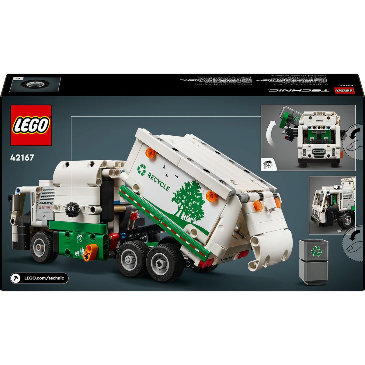 LEGO Technic 42167 Mack LR Electric Camion Poubelle, Jouet de Camion Électrique, Véhicule de Recyclage