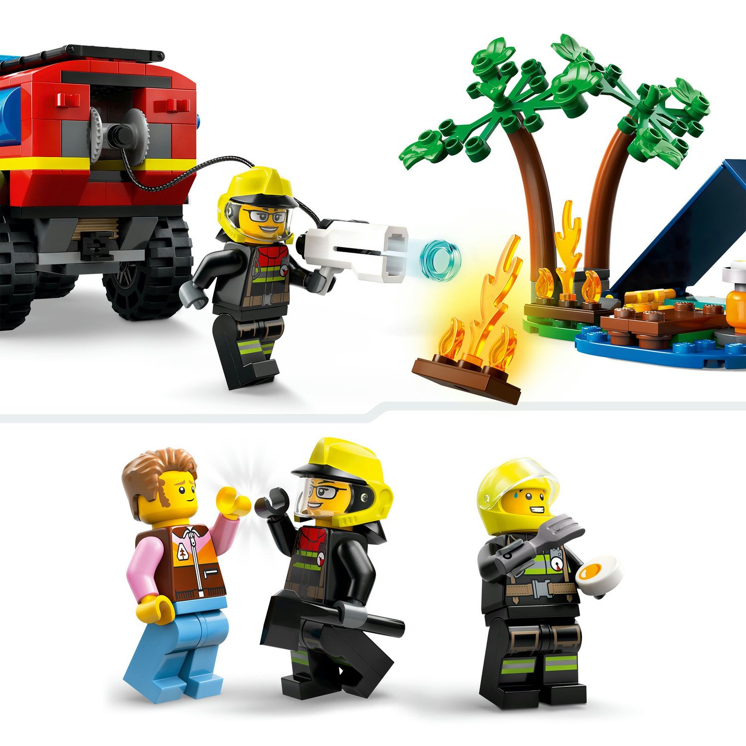 Voir la diapositive 8 : LEGO City 60412 Le Camion de Pompiers 4x4 et le Canot de Sauvetage, Jouet avec Bateau, Remorque et Minifigurines