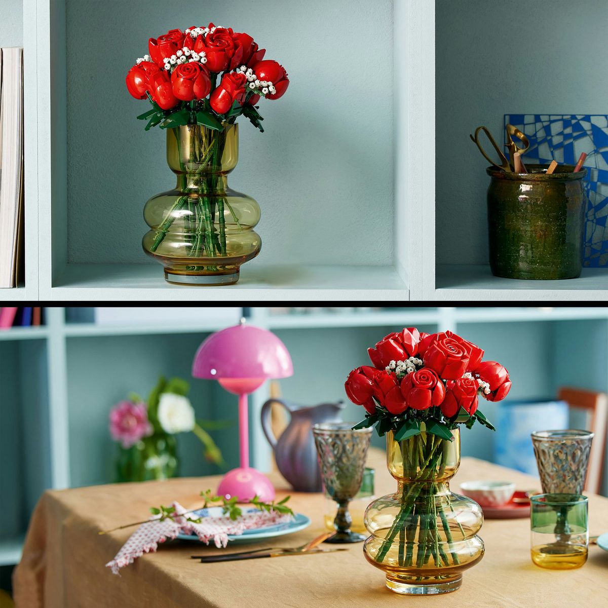 LEGO Icons 10328 Le Bouquet de Roses, Fleurs Artificielles pour Décorer, Cadeau de Saint-Valentin pour Adultes