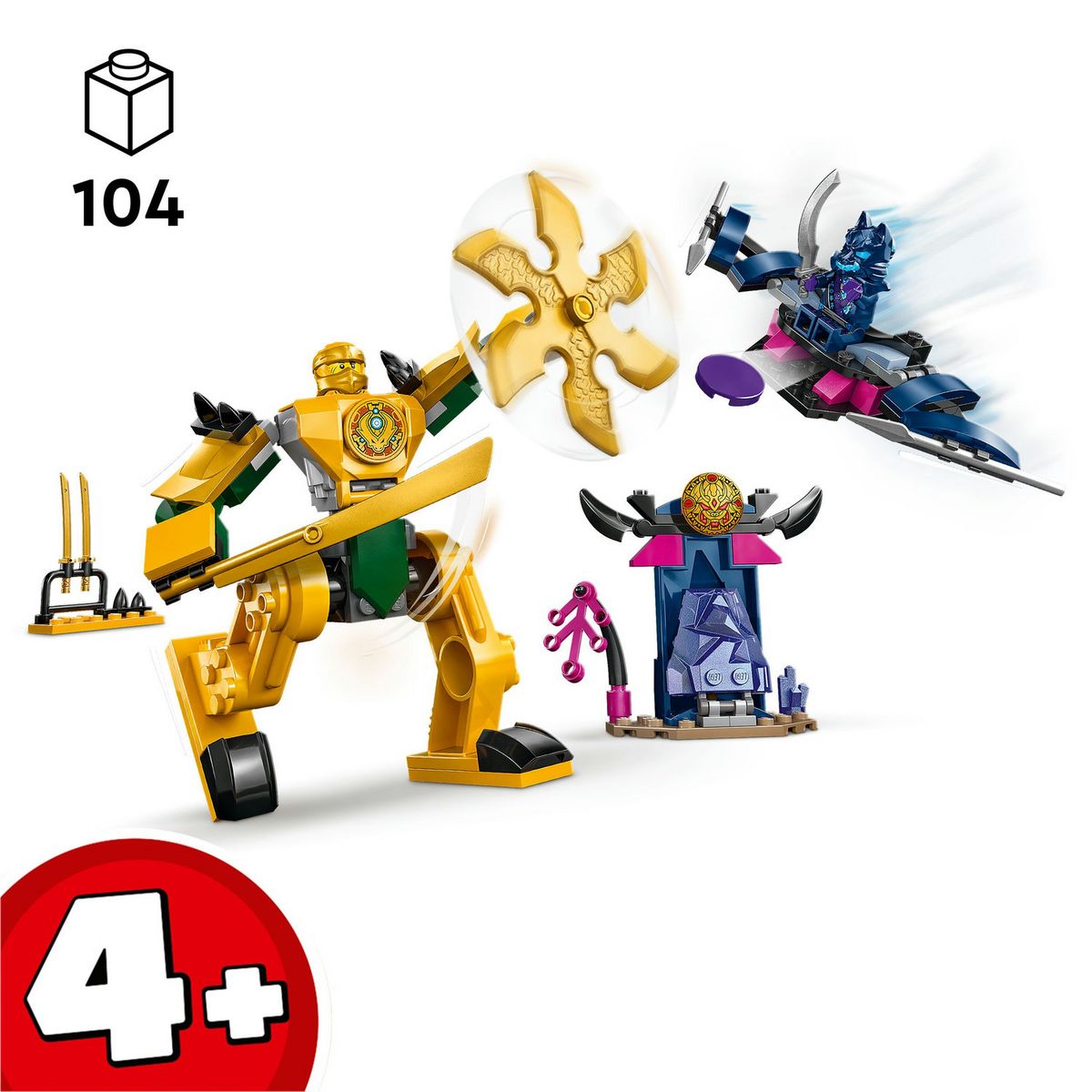 LEGO NINJAGO 71804 Le Robot de Combat d'Arin, Jouet Ninja avec Figurines d'Arin avec Mini-Katana et Robots