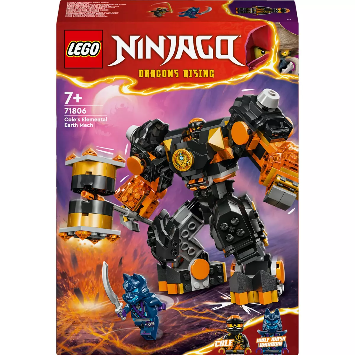 LEGO Ninjago 71782 Le dragon de terre de Cole Évolution, Jouet pour Garçons  et Filles, Figurine Évolutive avec Scorpion Squelette et 2 Minifigurines  pas cher 