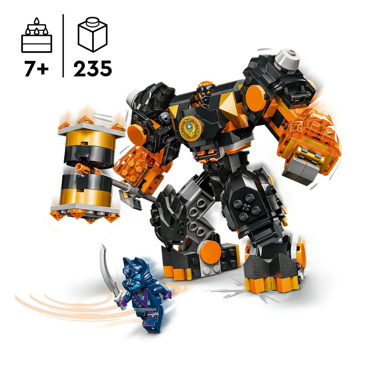 LEGO NINJAGO 71806 Le Robot Élémentaire de la Terre de Cole, Jouet avec 2 Personnages dont une Minifigurine Cole, Cadeau Ninja