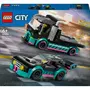 LEGO City 60406 La Voiture de Course et le Camion de Transport de Voitures, Jouet avec Véhicule, Minifigurines de Pilote