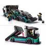 LEGO City 60406 La Voiture de Course et le Camion de Transport de Voitures, Jouet avec Véhicule, Minifigurines de Pilote