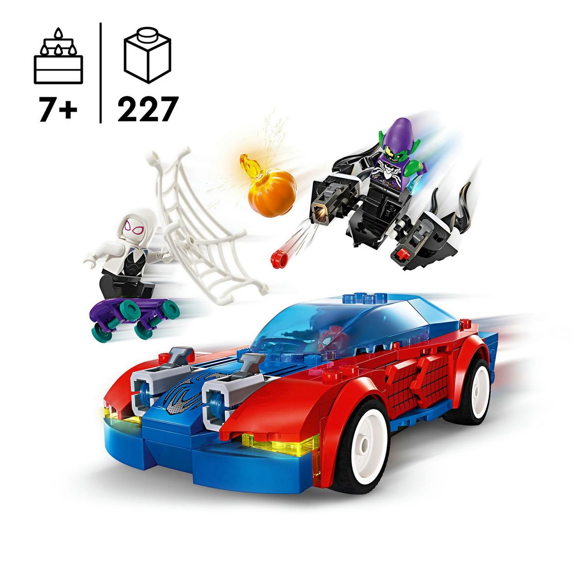 LEGO Marvel 76279 La Voiture de Course de Spider-Man contre le Bouffon Vert Venomisé, Jouet avec Minifigurines de Super-héros