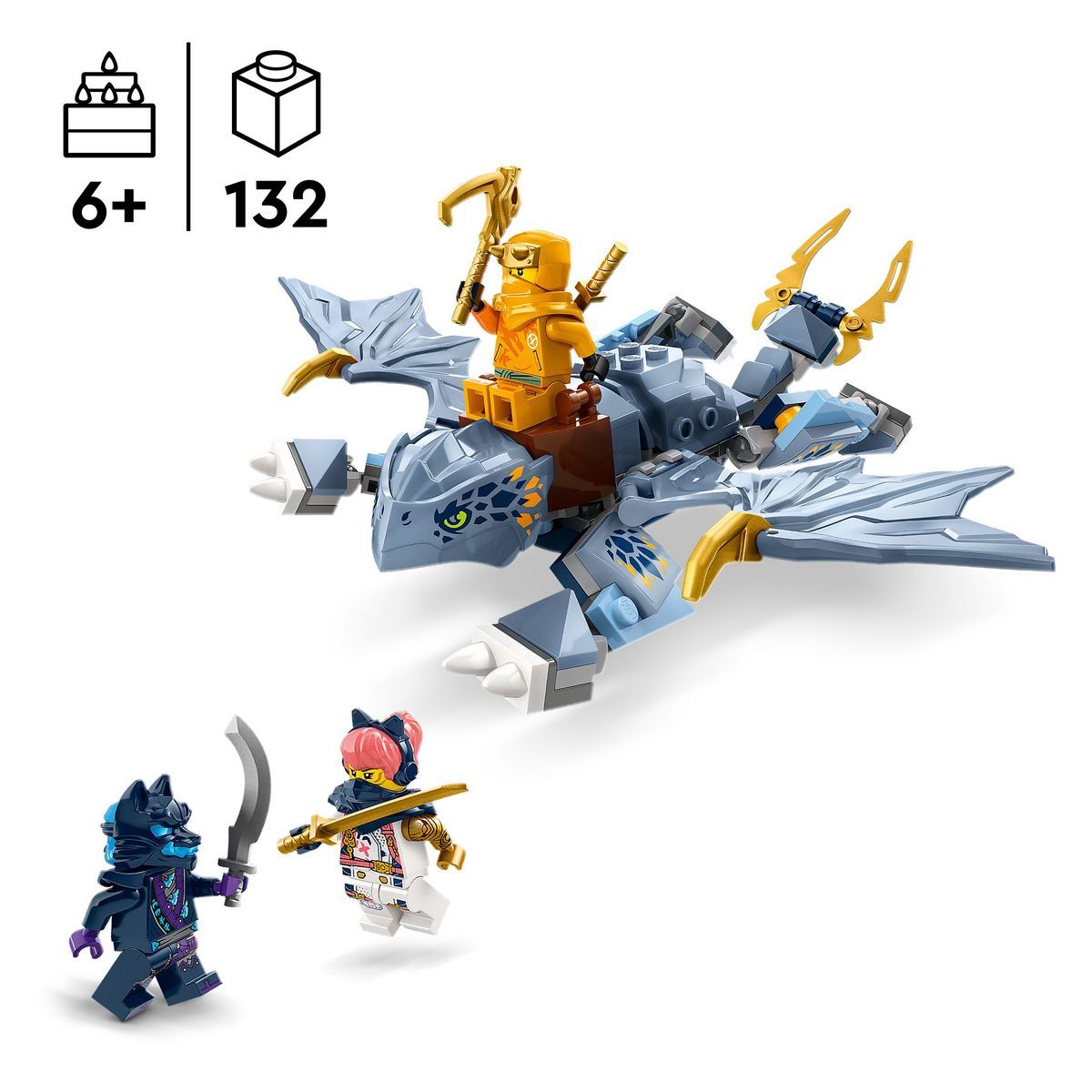 LEGO LEGO NINJAGO 71810 - Le Jeune Dragon Riyu, Set de Construction, 3 Minifigurines de Ninjas