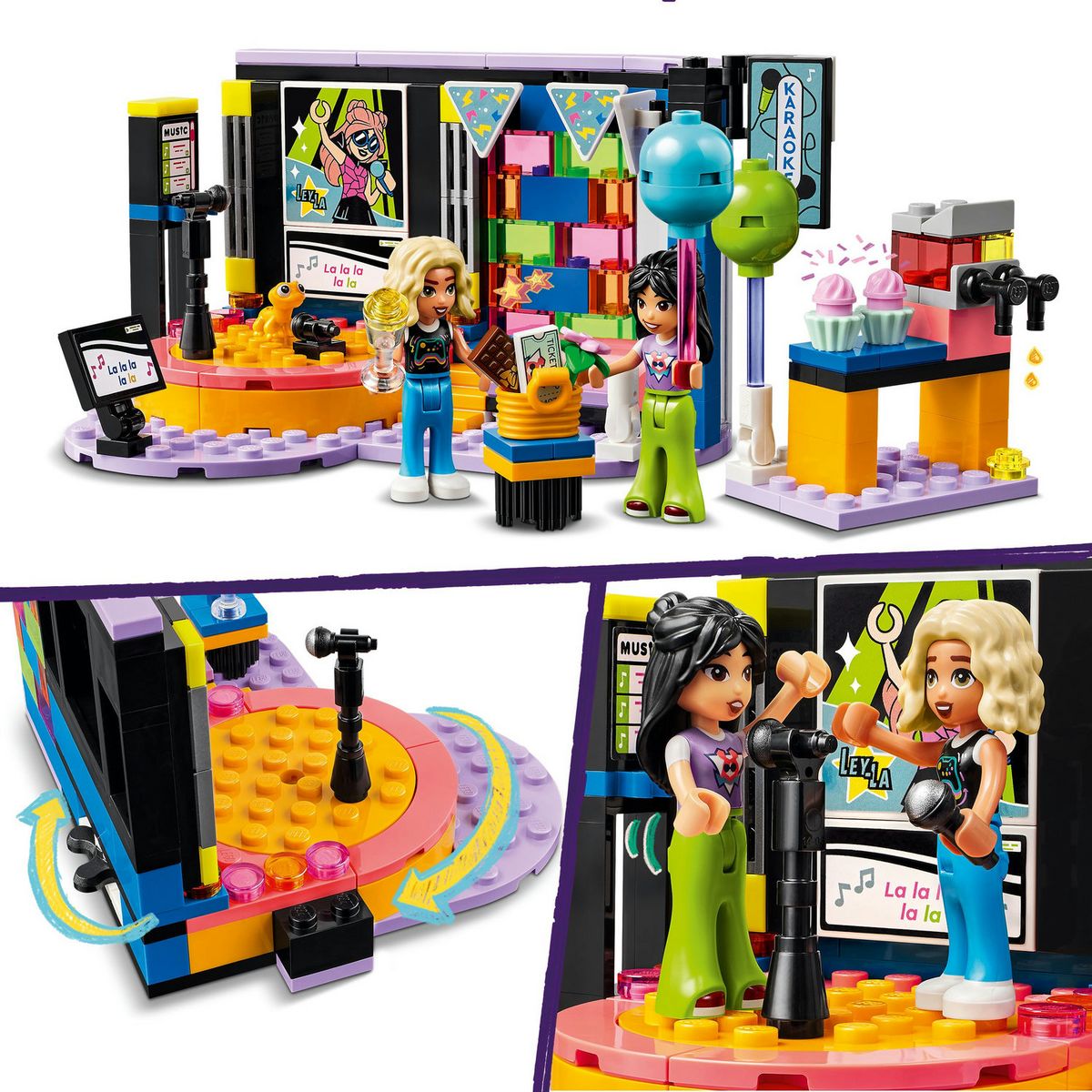 LEGO Friends 42610 Le Karaoké, Jouet Musical avec Poupées et Figurines Liann et Nova et un Gecko
