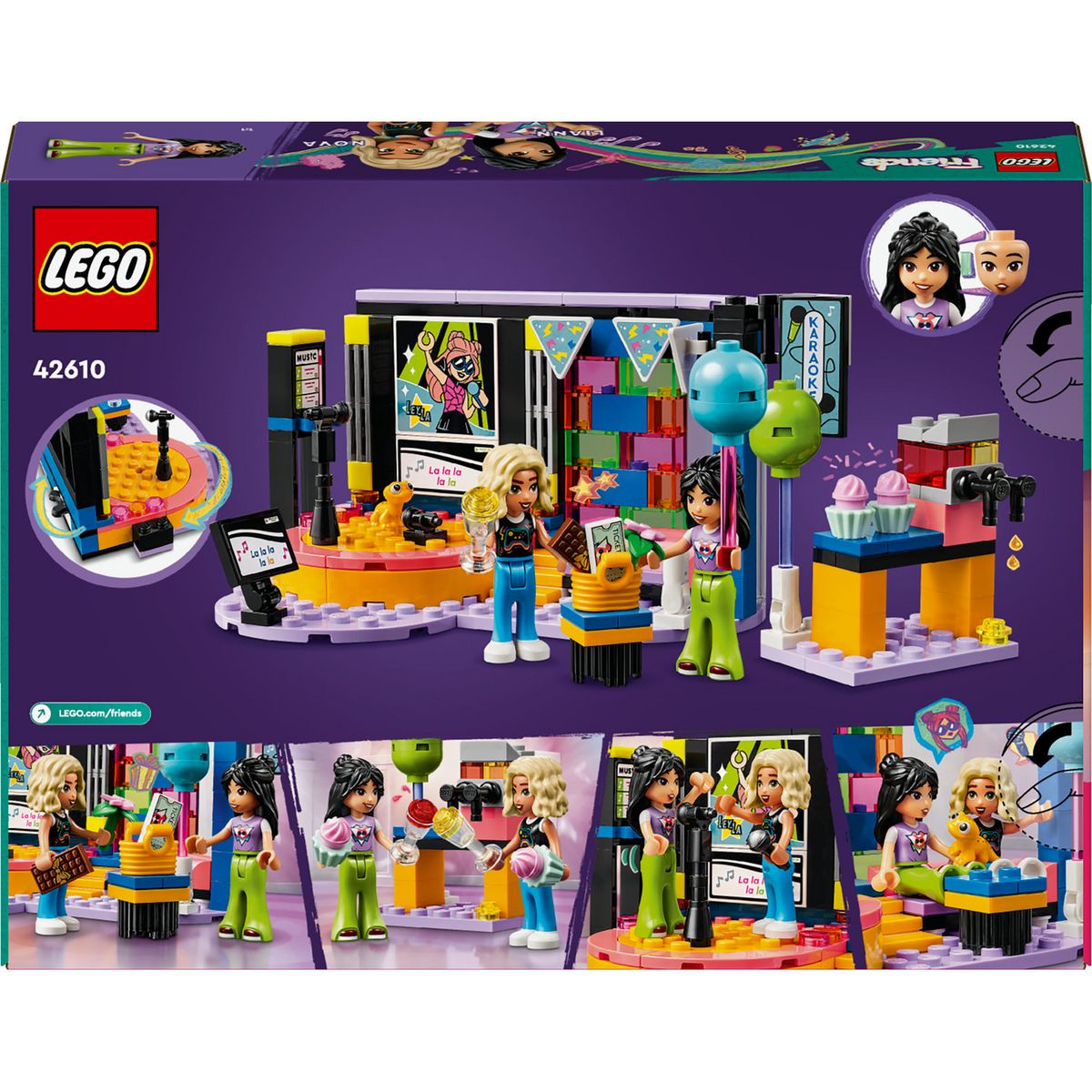 LEGO Friends 42610 Le Karaoké, Jouet Musical avec Poupées et Figurines Liann et Nova et un Gecko