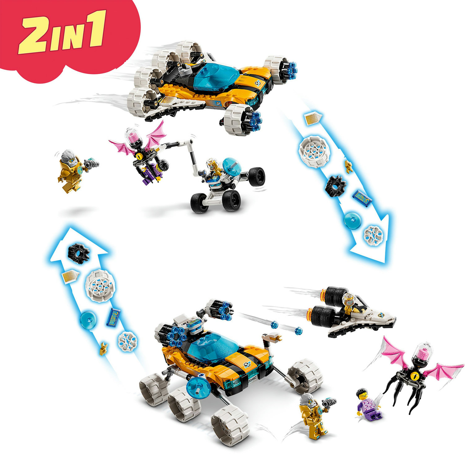 Voir la diapositive 4 : LEGO DREAMZzz 71475 La Voiture de l'Espace de M. Oz, Jouet de Véhicules, avec Minifigurines M. Oz, Albert et Jayden