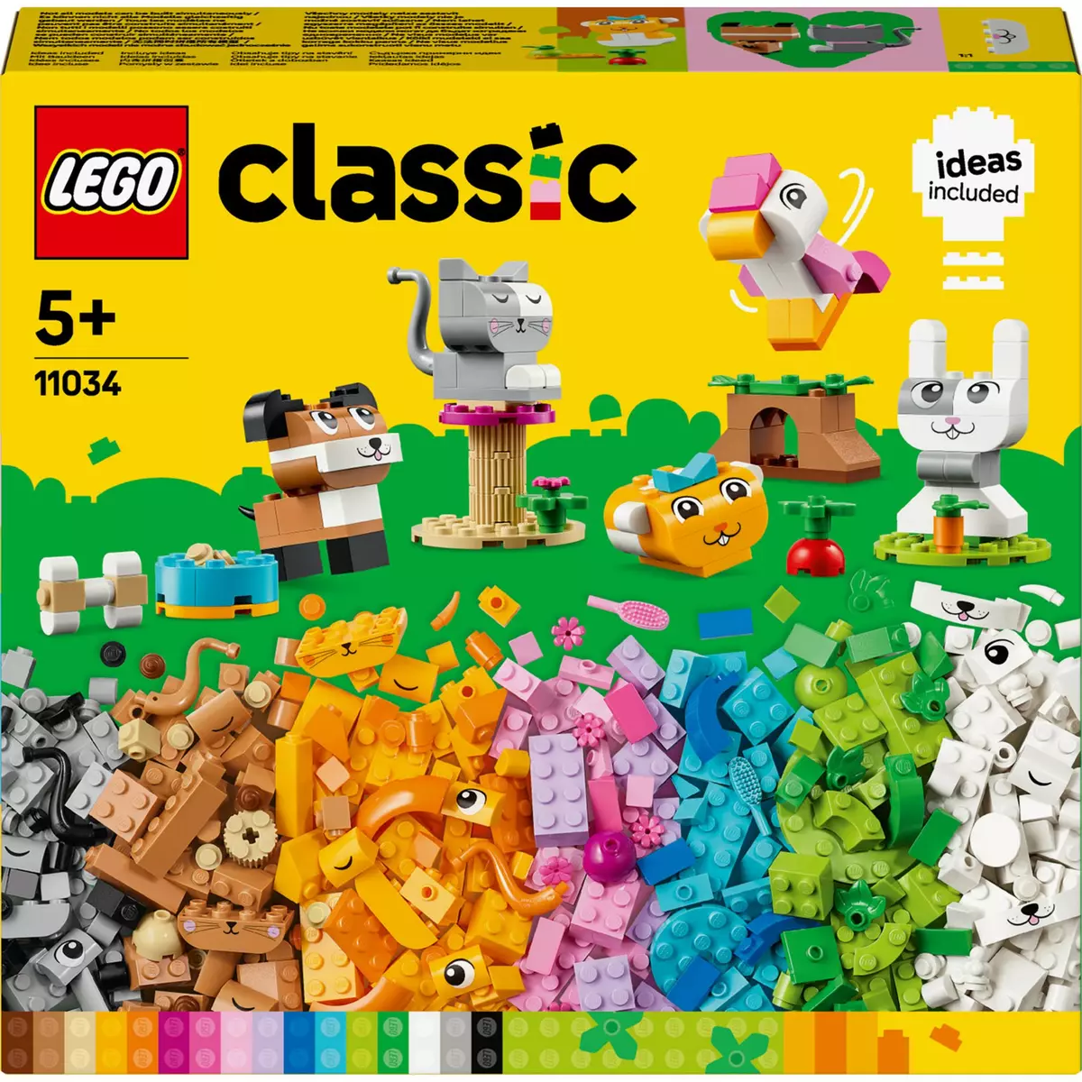LEGO Classic 11034 Les Animaux de Compagnie Créatifs, Jouet avec Animaux,  Modèle Chien, Chat, Lapin, Hamster et Oiseau pas cher 