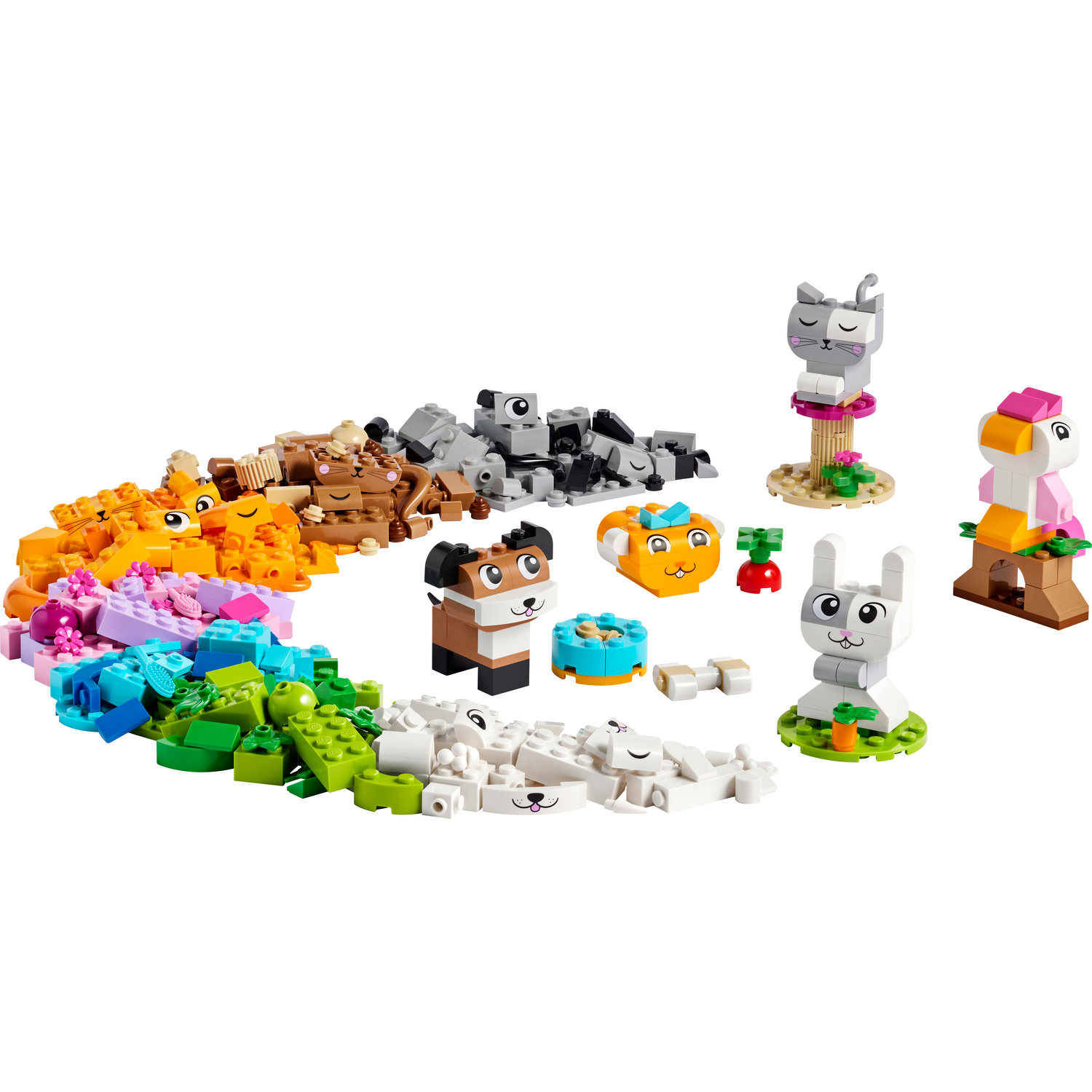 Voir la diapositive 2 : LEGO Classic 11034 Les Animaux de Compagnie Créatifs, Jouet avec Animaux, Modèle Chien, Chat, Lapin, Hamster et Oiseau