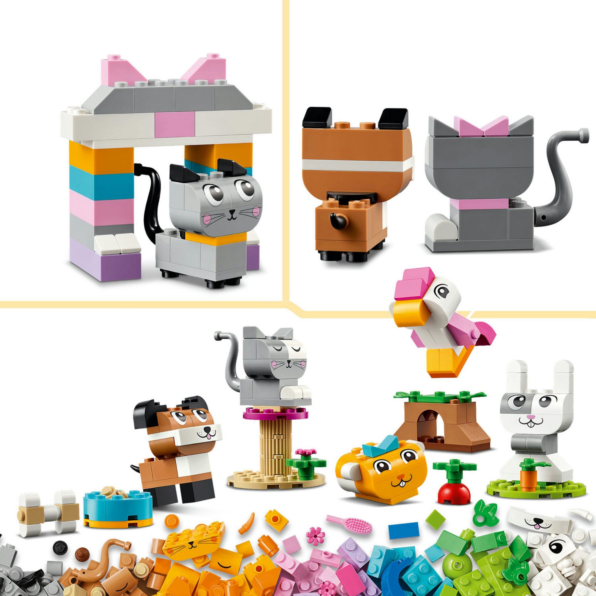 Voir la diapositive 3 : LEGO Classic 11034 Les Animaux de Compagnie Créatifs, Jouet avec Animaux, Modèle Chien, Chat, Lapin, Hamster et Oiseau