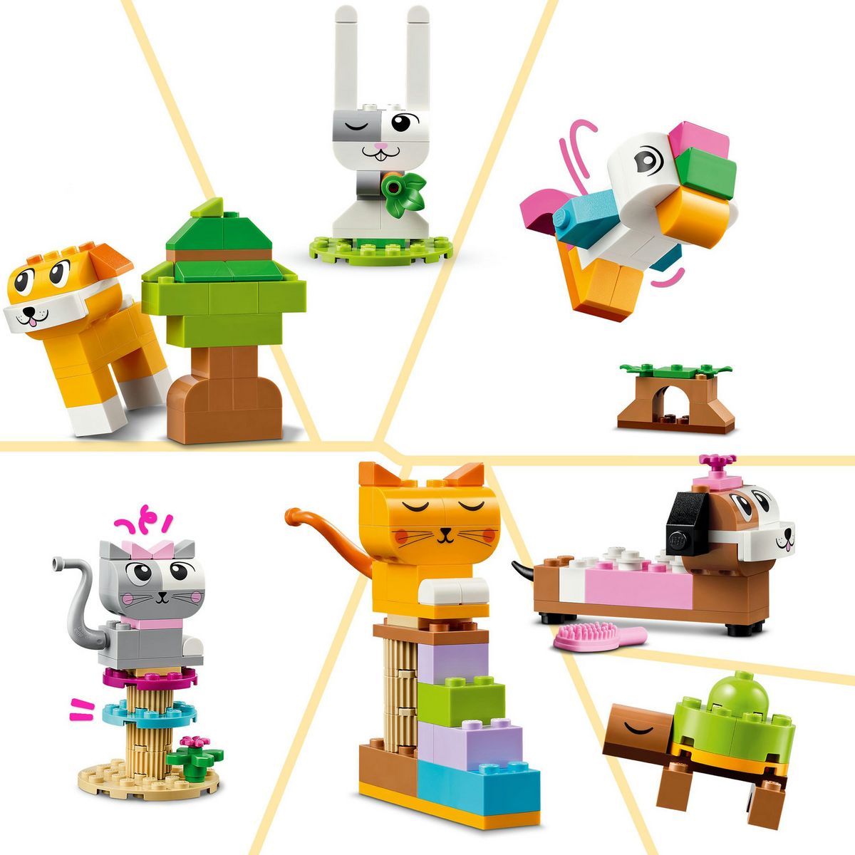 LEGO Classic 11034 Les Animaux de Compagnie Créatifs, Jouet avec Animaux, Modèle Chien, Chat, Lapin, Hamster et Oiseau