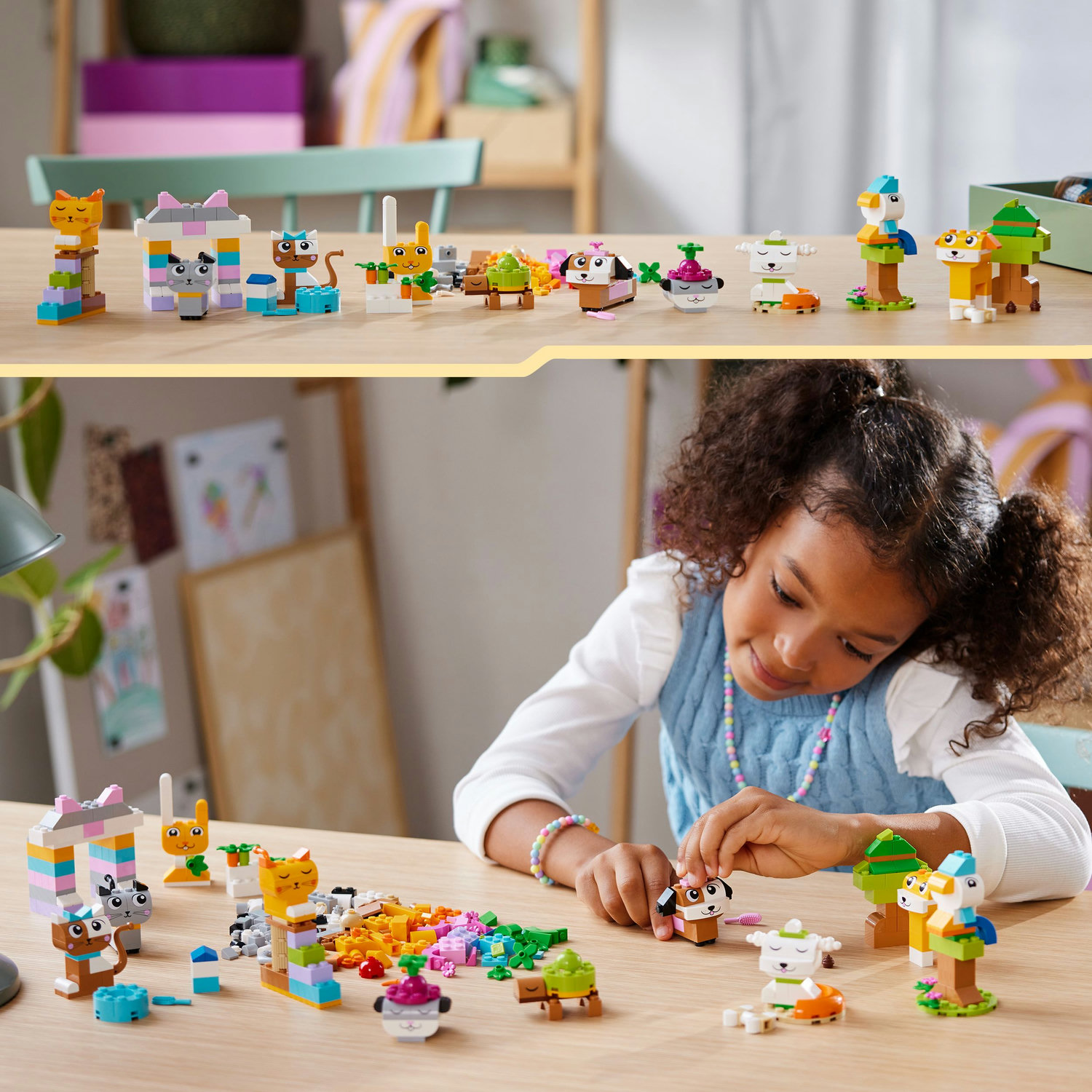Voir la diapositive 6 : LEGO Classic 11034 Les Animaux de Compagnie Créatifs, Jouet avec Animaux, Modèle Chien, Chat, Lapin, Hamster et Oiseau