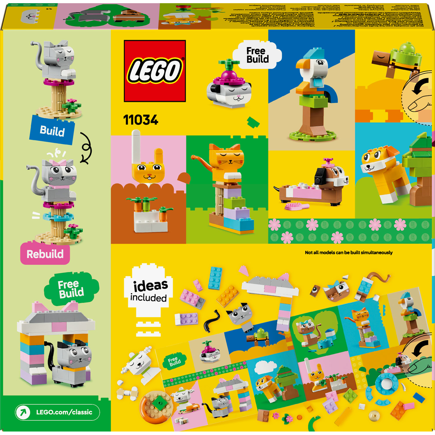 Voir la diapositive 7 : LEGO Classic 11034 Les Animaux de Compagnie Créatifs, Jouet avec Animaux, Modèle Chien, Chat, Lapin, Hamster et Oiseau