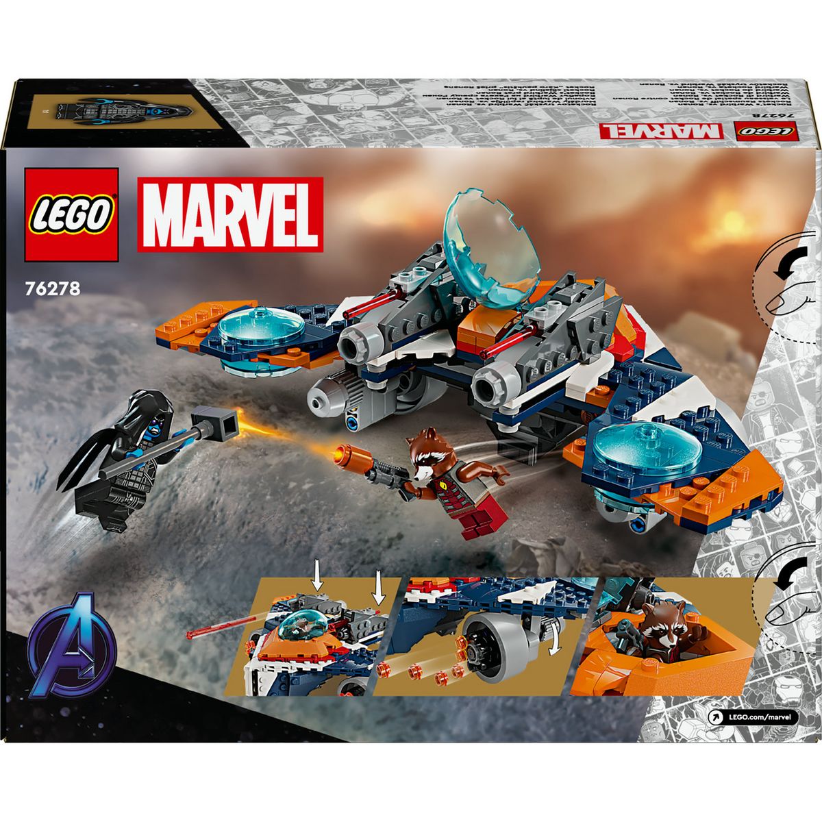 LEGO Marvel 76278 Le Vaisseau Spatial de Rocket contre Ronan, Jouet sur Les Gardiens de la Galaxie, Vaisseau et Minifigurines