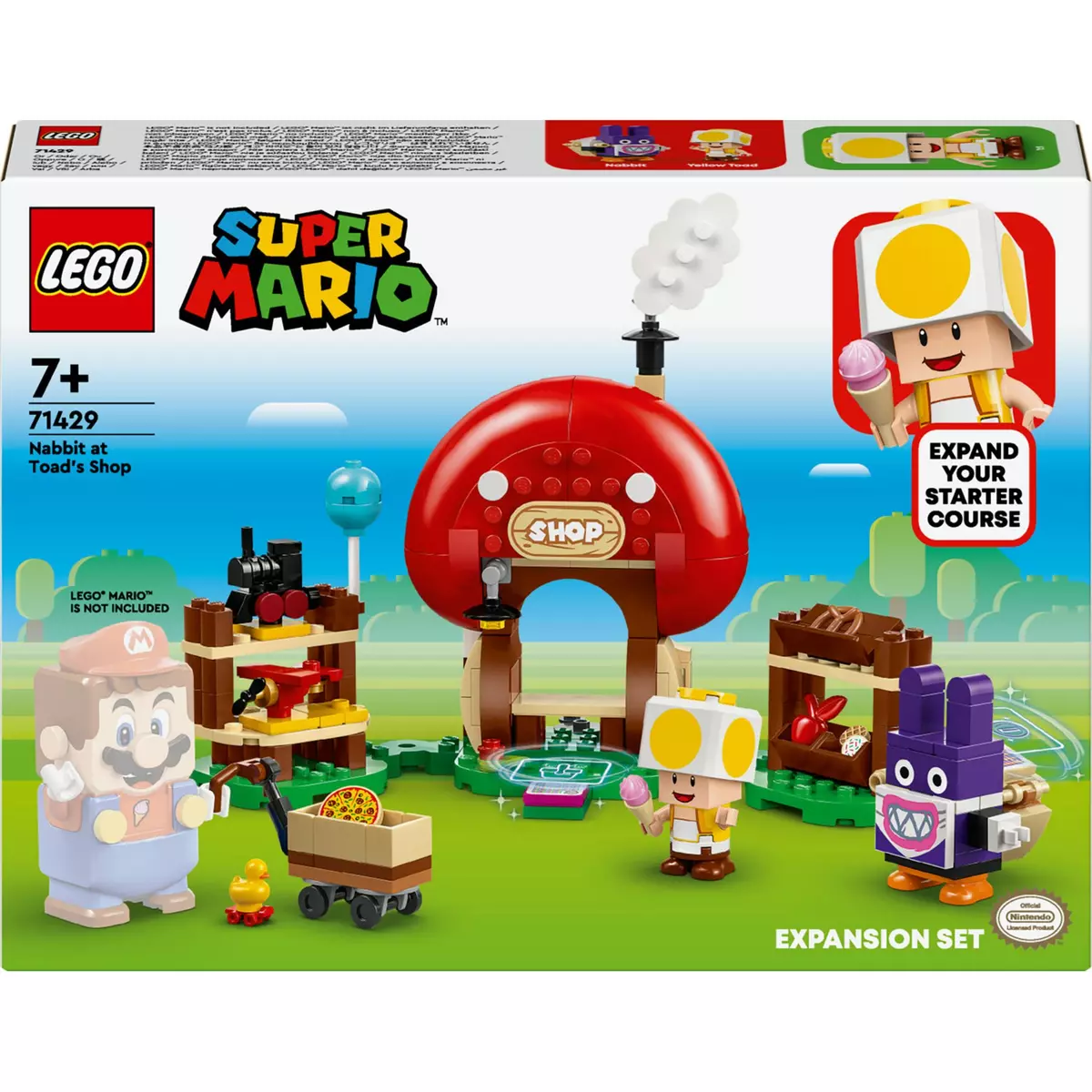 LEGO Super Mario 71429 Ensemble d’Extension Carottin et la Boutique Toad, Jouet pour Enfants Dès 6 Ans avec 2 Figurines