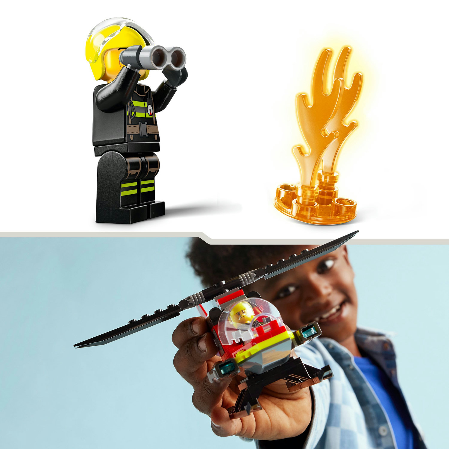 Voir la diapositive 5 : LEGO LEGO 60411 City L’Hélicoptère de Secours des Pompiers, Jouet avec Minifigurines de Pilote Pompier, Cadeau pour Enfants