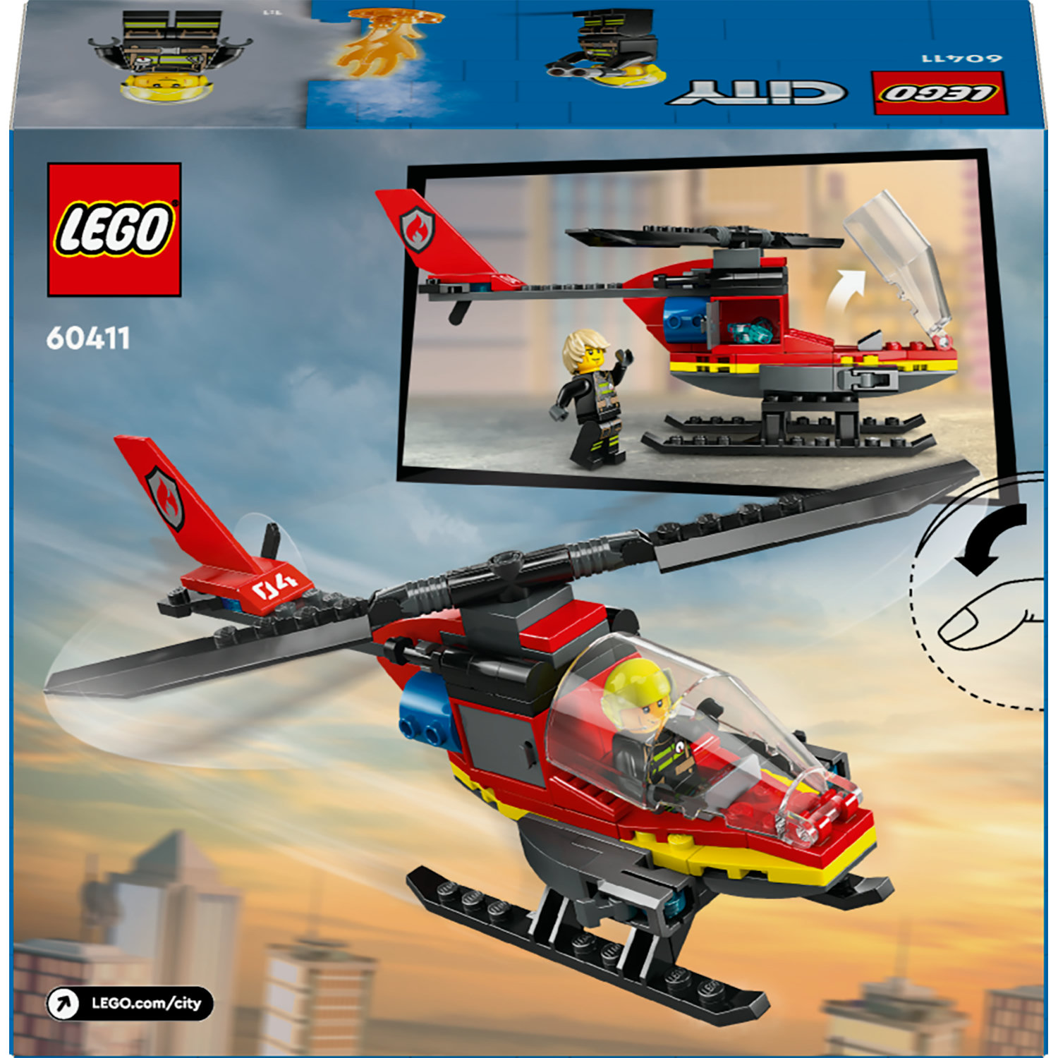 Voir la diapositive 8 : LEGO LEGO 60411 City L’Hélicoptère de Secours des Pompiers, Jouet avec Minifigurines de Pilote Pompier, Cadeau pour Enfants