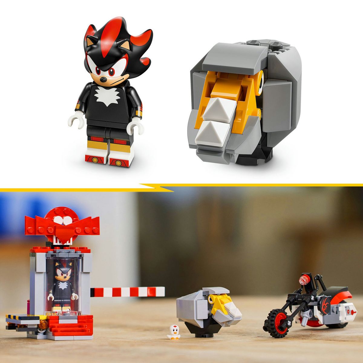LEGO Sonic Le Hedgehog 76995 L'Évasion de Shadow, Jouet de Moto, Figurines de Personnages Sonic du Jeu Vidéo