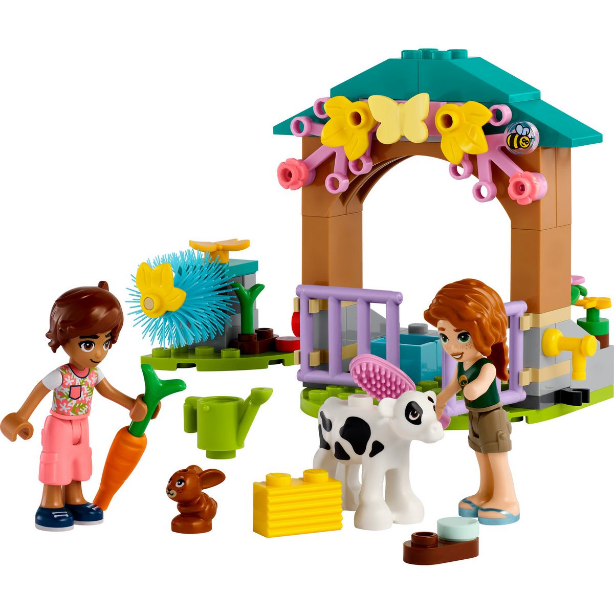 LEGO Friends 42607 L'Étable du Veau d'Autumn, Jouet de Ferme avec Animaux pour Enfants, 2 Figurines, Figurine de Lapin