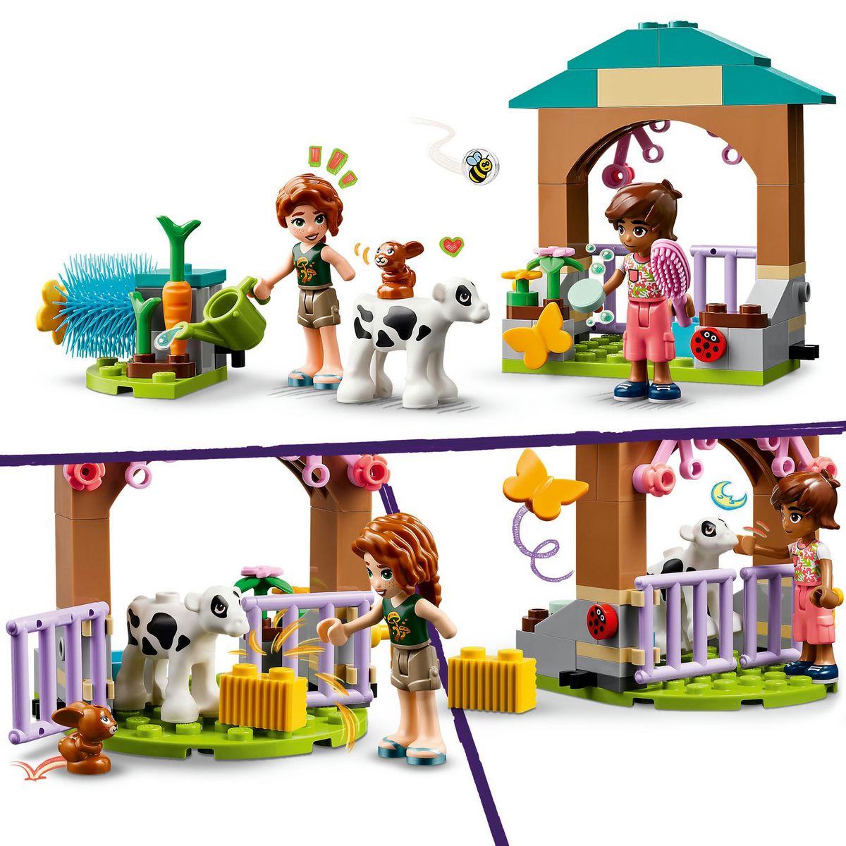 LEGO Friends 42607 L'Étable du Veau d'Autumn, Jouet de Ferme avec Animaux pour Enfants, 2 Figurines, Figurine de Lapin