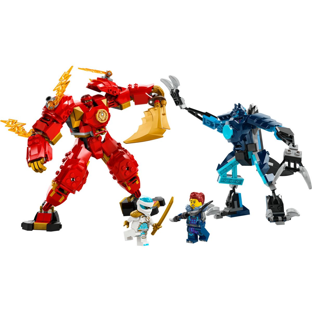 LEGO NINJAGO 71808 Le Robot Élémentaire du Feu de Kai, Jouet Ninja avec Figurine Personnalisable Plus Minifigurines Kai et Zane