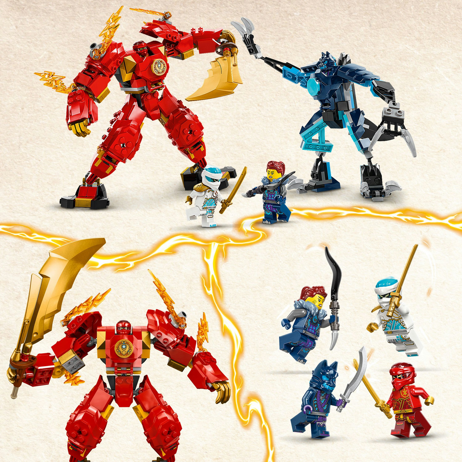 Voir la diapositive 4 : LEGO LEGO 71808 NINJAGO Le Robot Élémentaire du Feu de Kai, Jouet Ninja avec Figurine Personnalisable Plus Minifigurines Kai et Zane