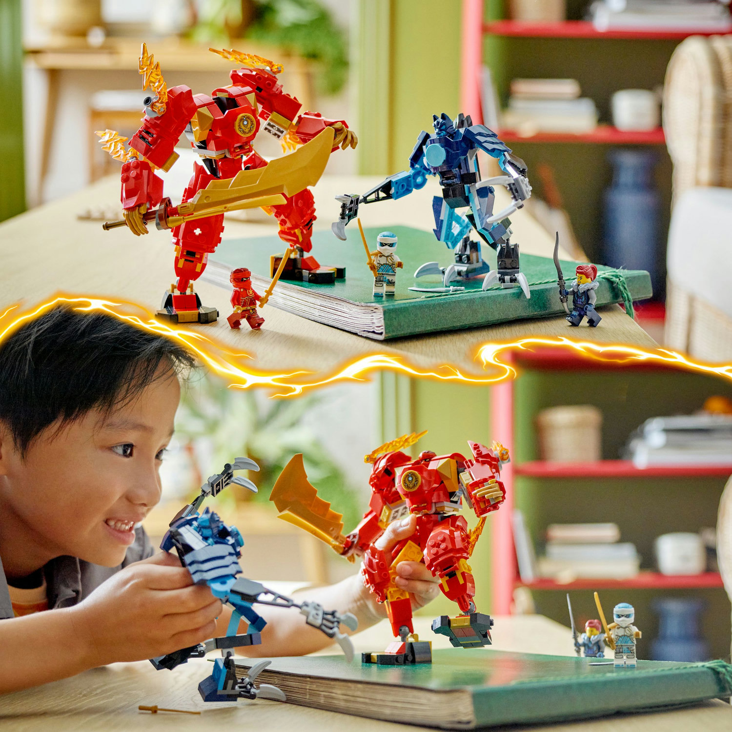 Voir la diapositive 6 : LEGO LEGO 71808 NINJAGO Le Robot Élémentaire du Feu de Kai, Jouet Ninja avec Figurine Personnalisable Plus Minifigurines Kai et Zane