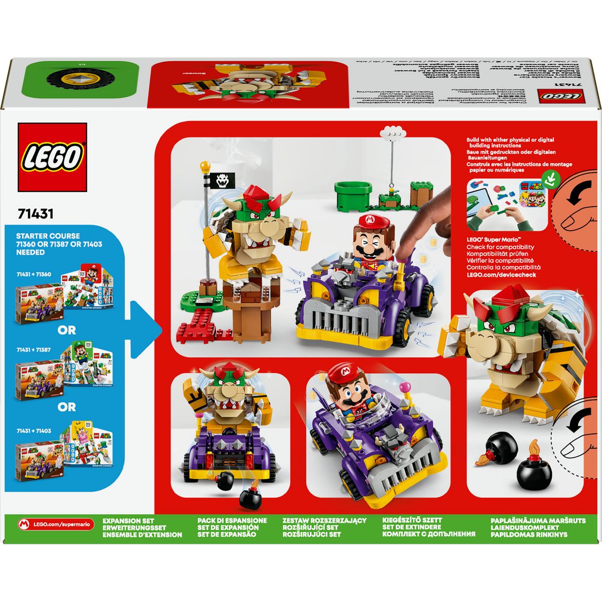 LEGO Super Mario 71431 Ensemble d'Extension Bolide de Bowser, Jouet de Kart pour Enfants Dès 8 Ans avec Figurine Bowser