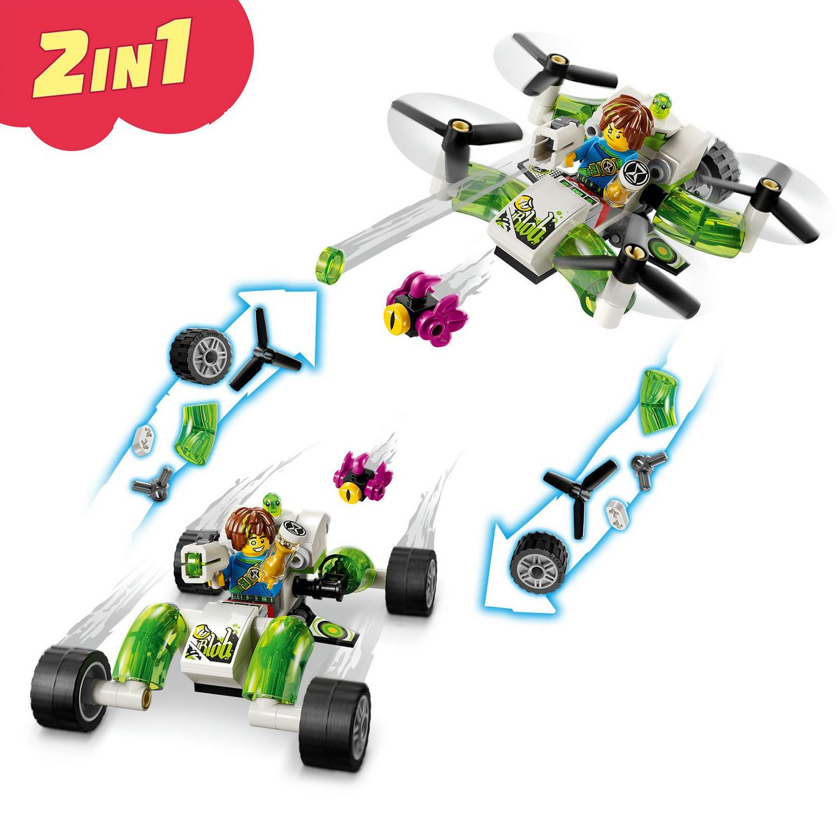 LEGO DREAMZzz 71471 La Voiture tout-terrain de Mateo, Jouet avec Figurines, Buggy et Quadcopter Convertibles