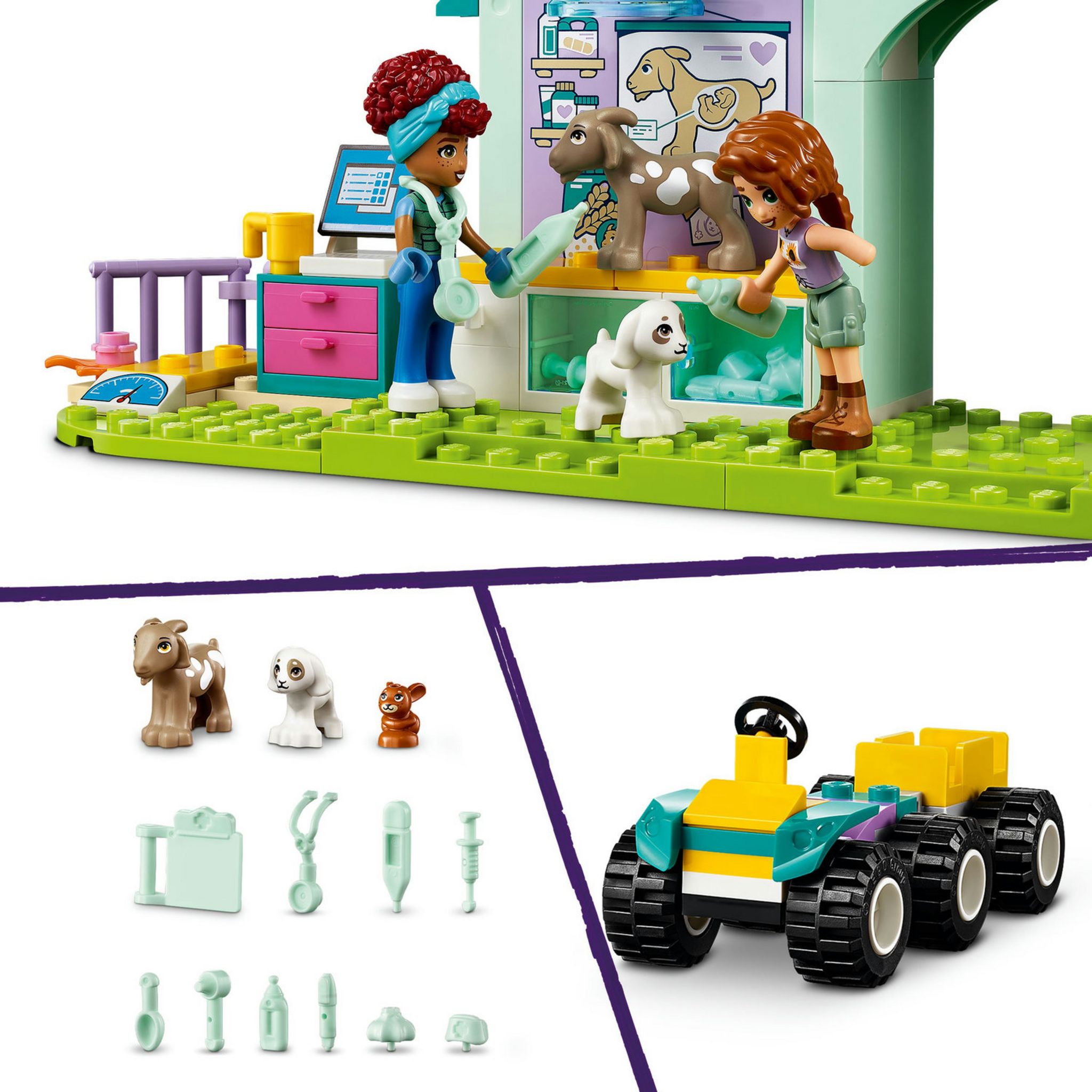Voir la diapositive 4 : LEGO Friends 42632 La Clinique Vétérinaire des Animaux de la Ferme, Jouet avec 2 Figurines et 3 Animaux, Cadeau Enfants