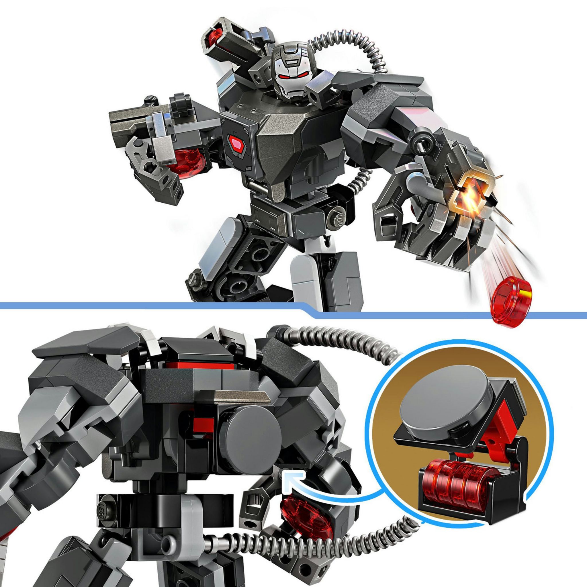 Voir la diapositive 4 : LEGO Marvel 76277 L'Armure Robot de War Machine, Jouet de Robot avec : 3 Canons de Tir, Personnage MCU