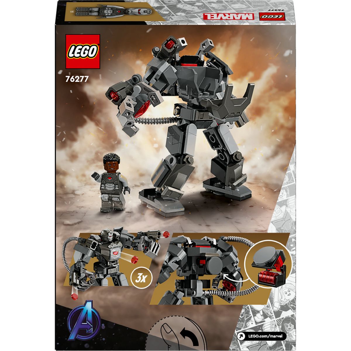 LEGO Marvel 76277 L'Armure Robot de War Machine, Jouet de Robot avec : 3 Canons de Tir, Personnage MCU