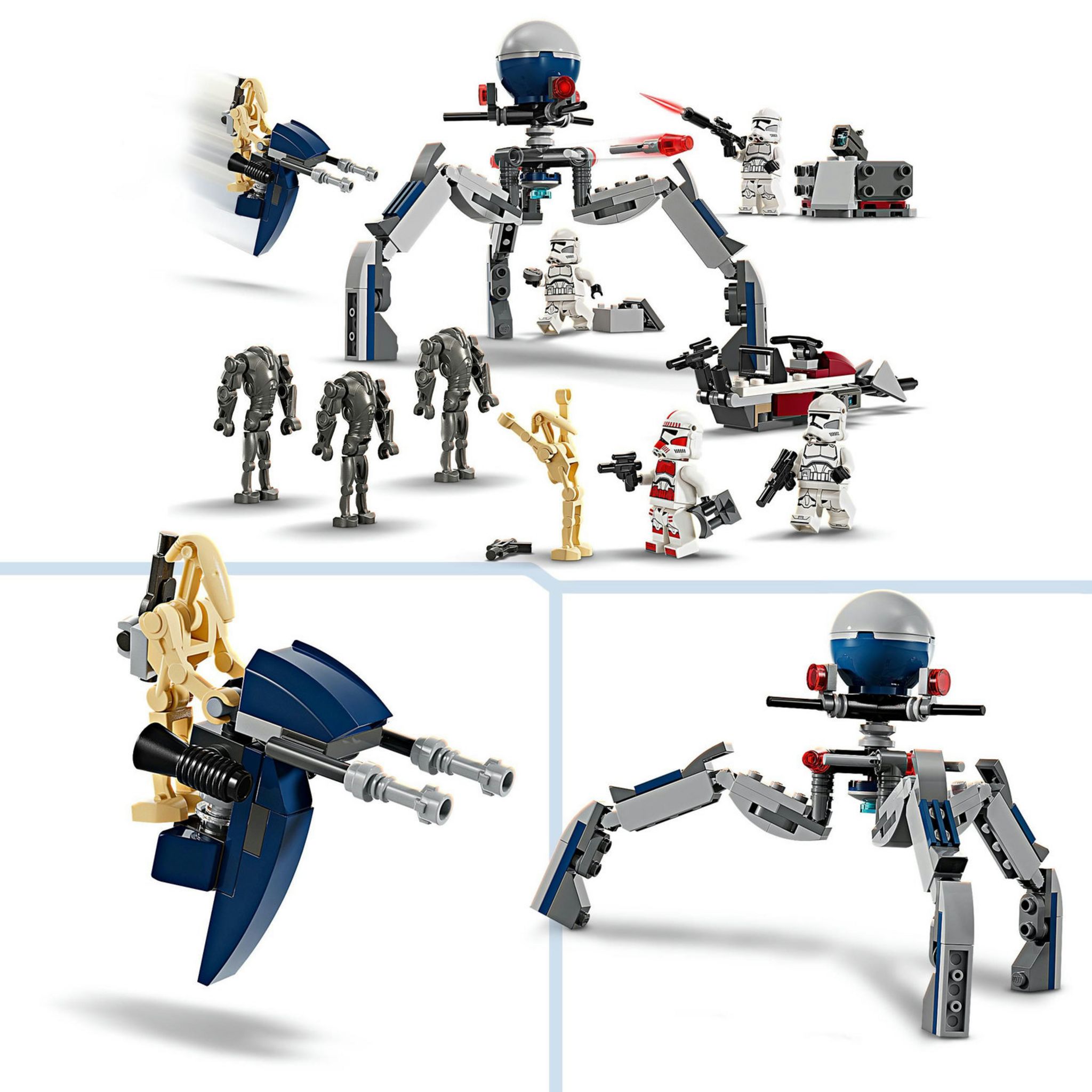 Voir la diapositive 4 : LEGO Star Wars 75372 Pack de Combat des Clone Troopers et Droïdes de Combat, Jouet avec Speeder Bike et Figurine