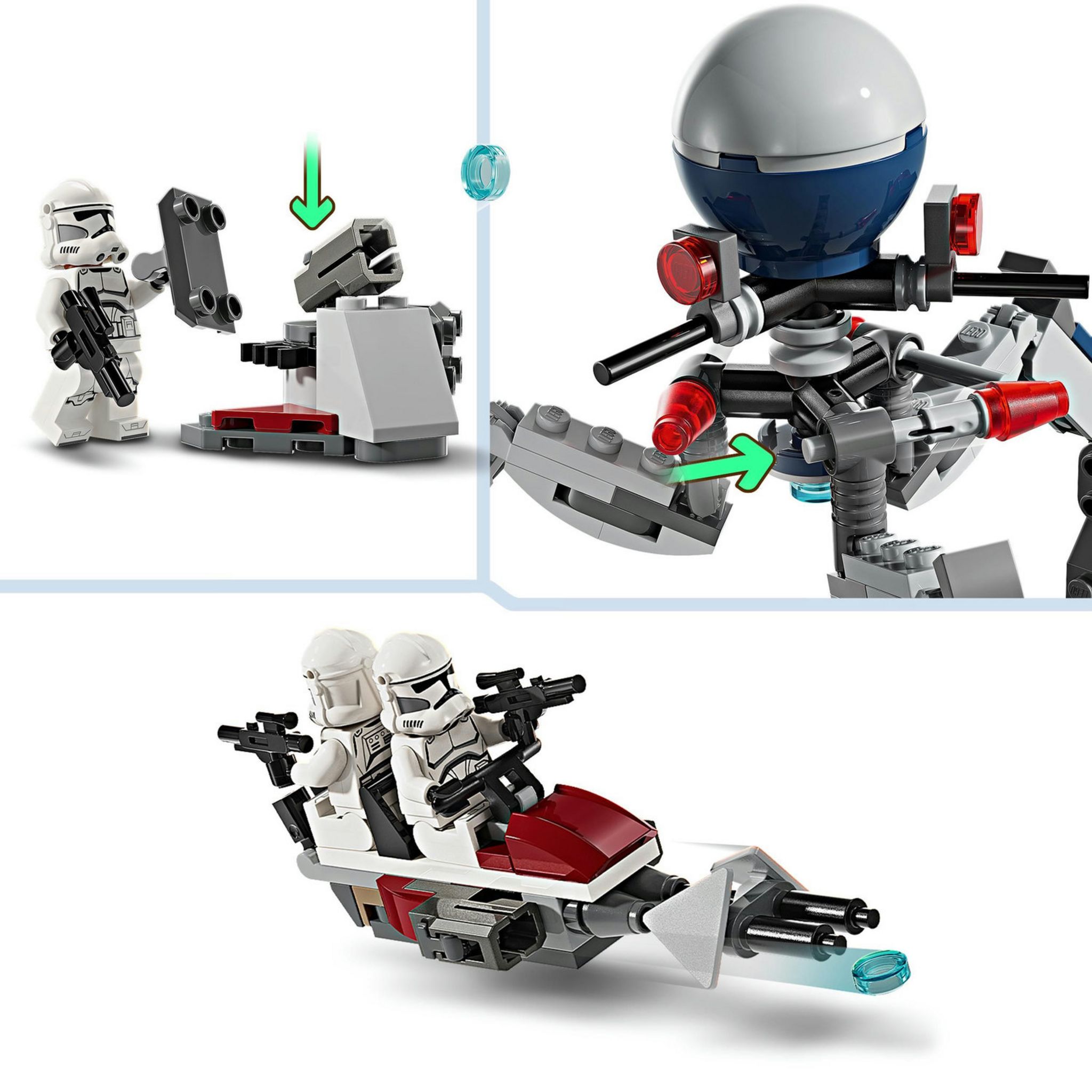 Voir la diapositive 5 : LEGO Star Wars 75372 Pack de Combat des Clone Troopers et Droïdes de Combat, Jouet avec Speeder Bike et Figurine