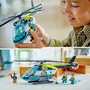 LEGO City 60405 L’Hélicoptère des Urgences, Jouet pour Enfants, avec Minifigurines : Pilote, Randonneur et Sauveteur