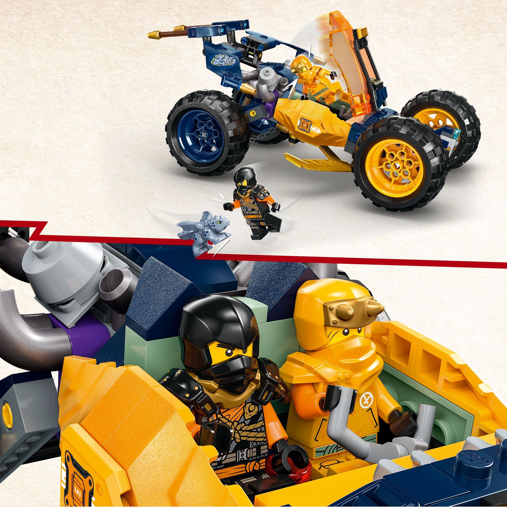 Voir la diapositive 4 : LEGO LEGO NINJAGO 71811 - Le Buggy Tout-Terrain Ninja d'Arin, Set avec Dragon et 4 Minifigurines