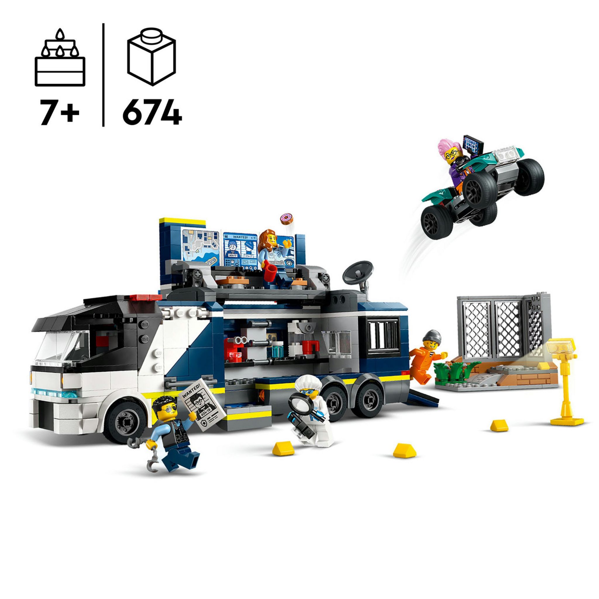 Voir la diapositive 2 : LEGO City 60418 Le Laboratoire de Police Scientifique Mobile, Jouet de Quad, Cadeau Enfants Dès 7 Ans, et Minifigurines