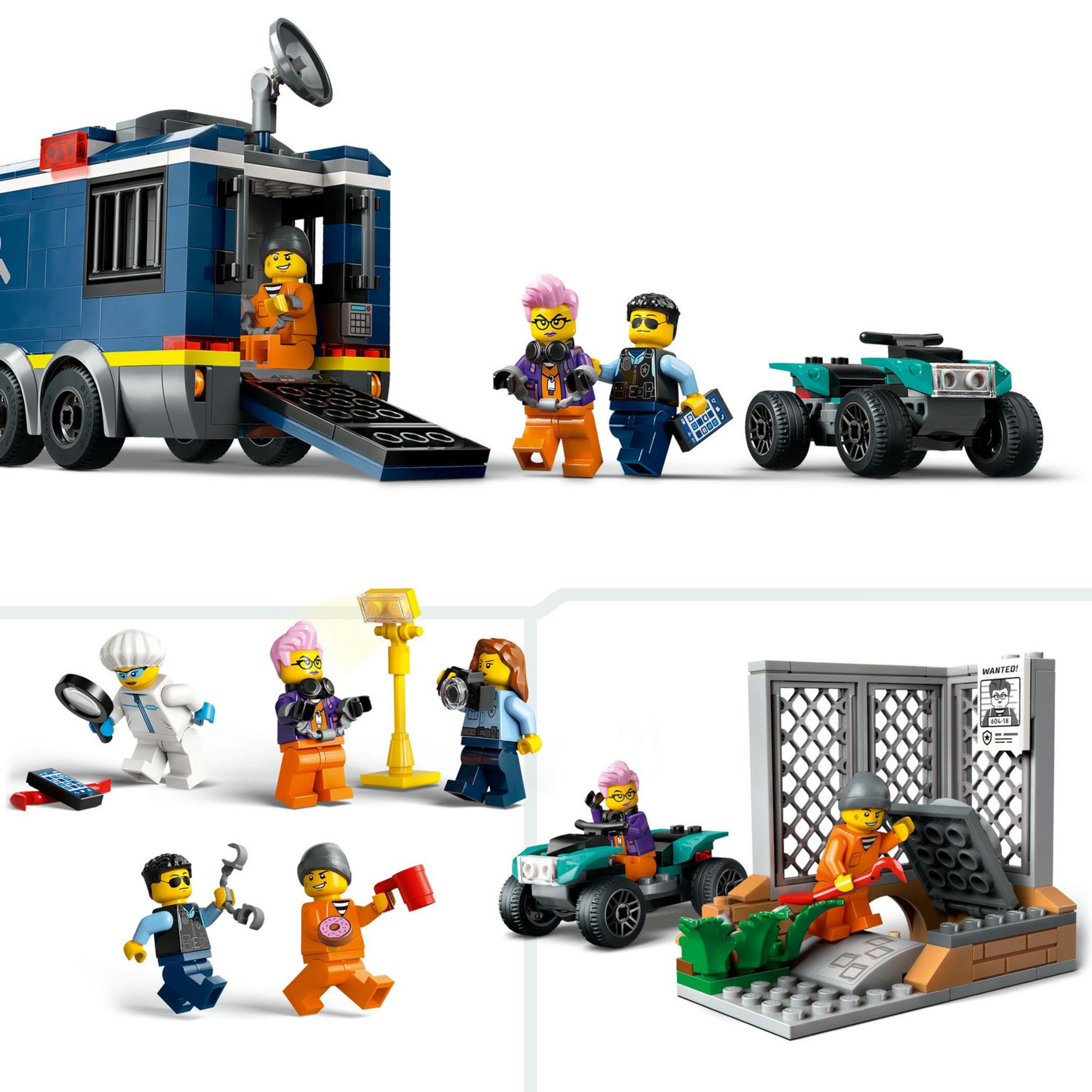 Voir la diapositive 4 : LEGO City 60418 Le Laboratoire de Police Scientifique Mobile, Jouet de Quad, Cadeau Enfants Dès 7 Ans, et Minifigurines