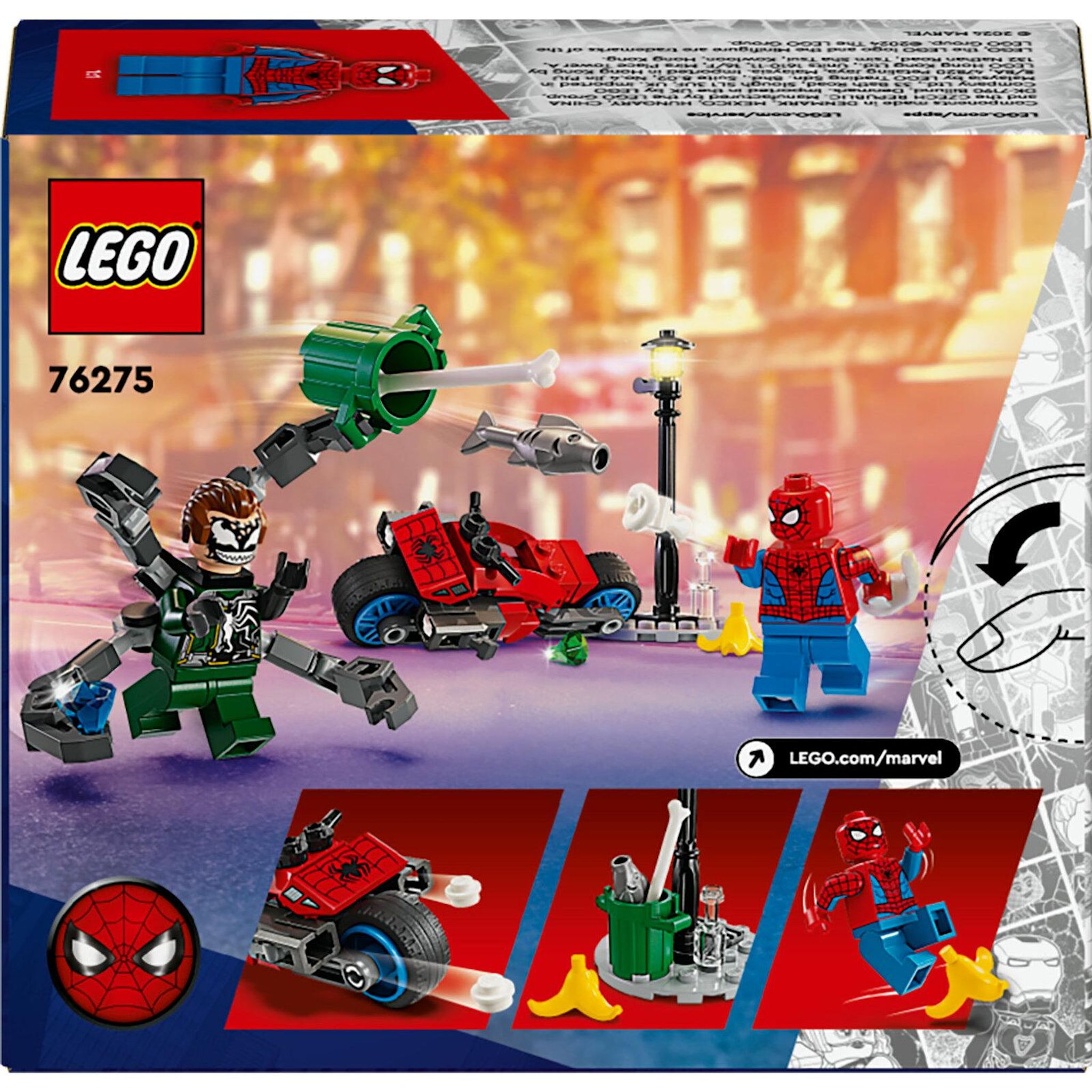 Voir la diapositive 8 : LEGO Marvel 76275 La Course-poursuite en Moto : Spider-Man contre Docteur Octopus, Jouet avec Moto avec Canons
