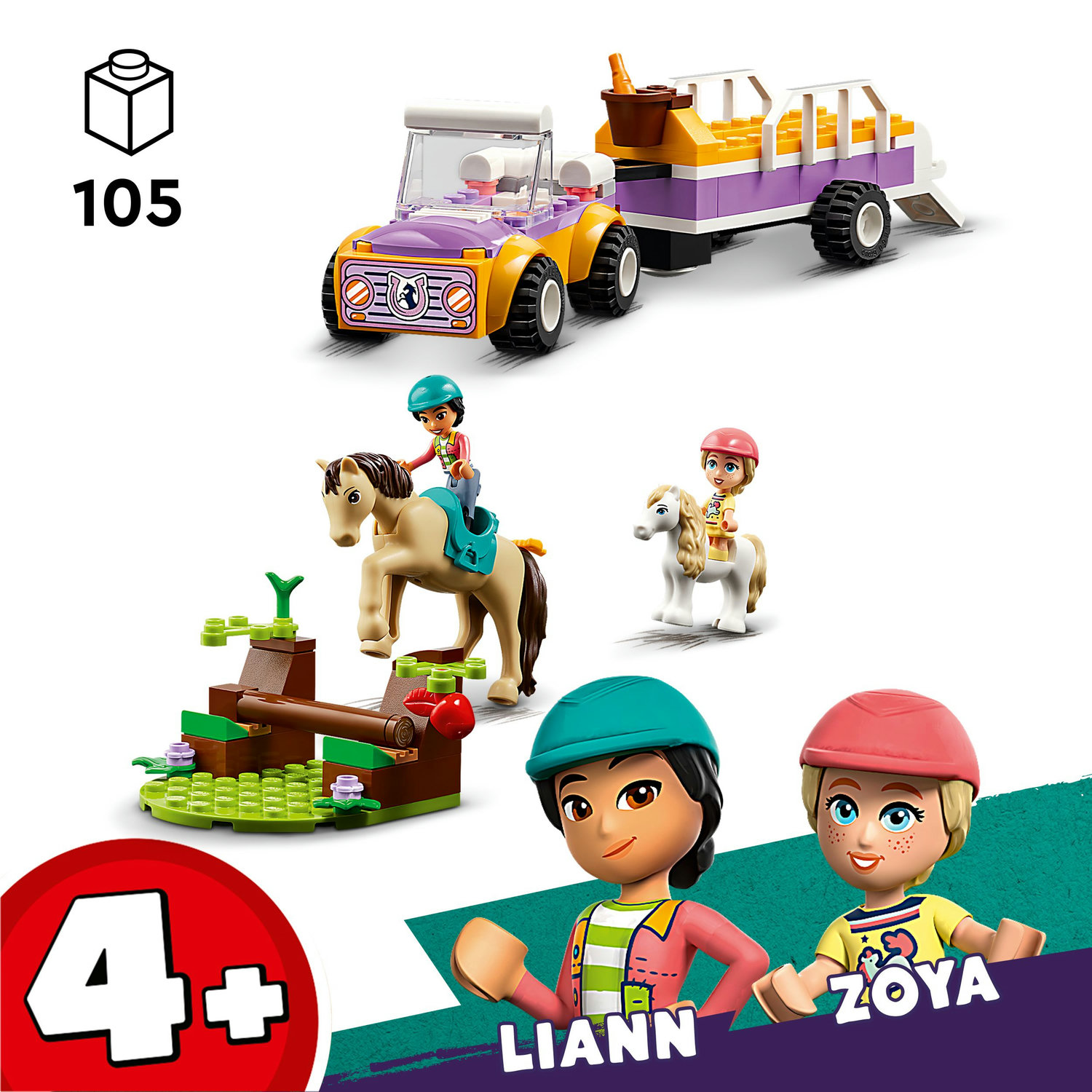 Voir la diapositive 3 : LEGO Friends 42634 La Remorque du Cheval et du Poney, Jouet avec Figurines Liann, Zoya et 2 Figurines d'Animaux