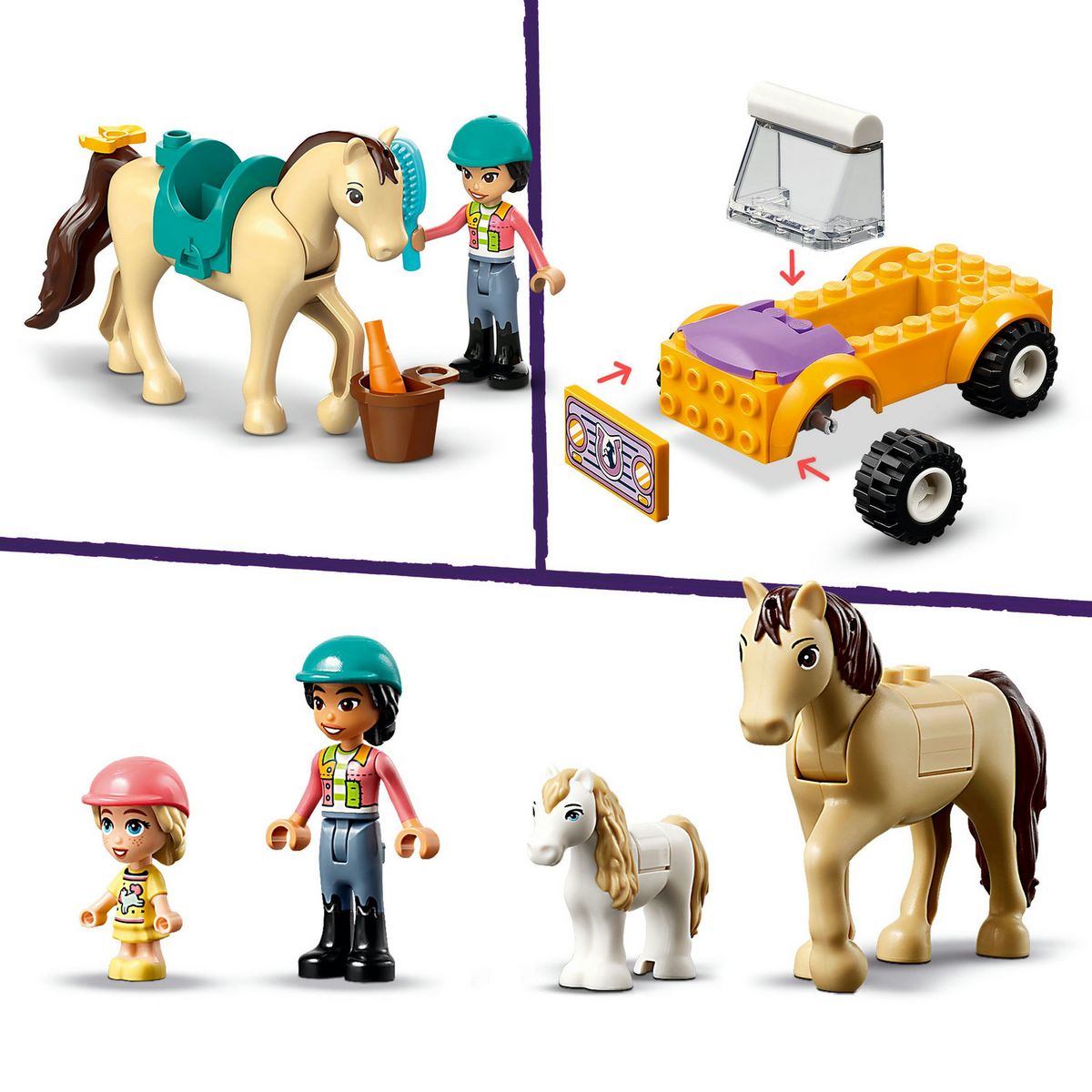 LEGO Friends 42634 La Remorque du Cheval et du Poney, Jouet avec Figurines Liann, Zoya et 2 Figurines d'Animaux