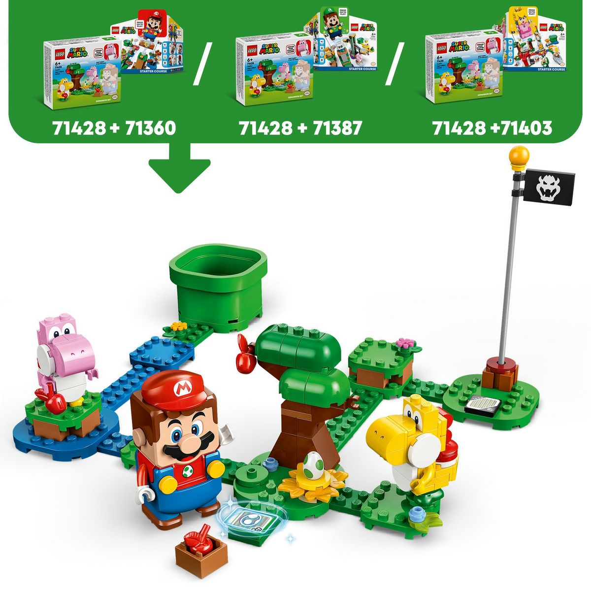 LEGO Super Mario 71428 Ensemble d'Extension Forêt de Yoshi, Jouet pour Enfants avec 2 Figurines Yoshi