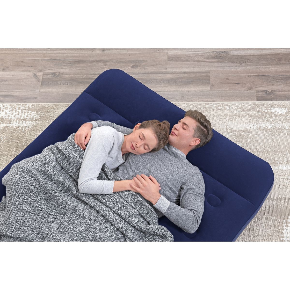 BESTWAY Matelas gonflable avec pompe à pied intégrée 2 places 191 m x 137 x 22 cm - Bleu