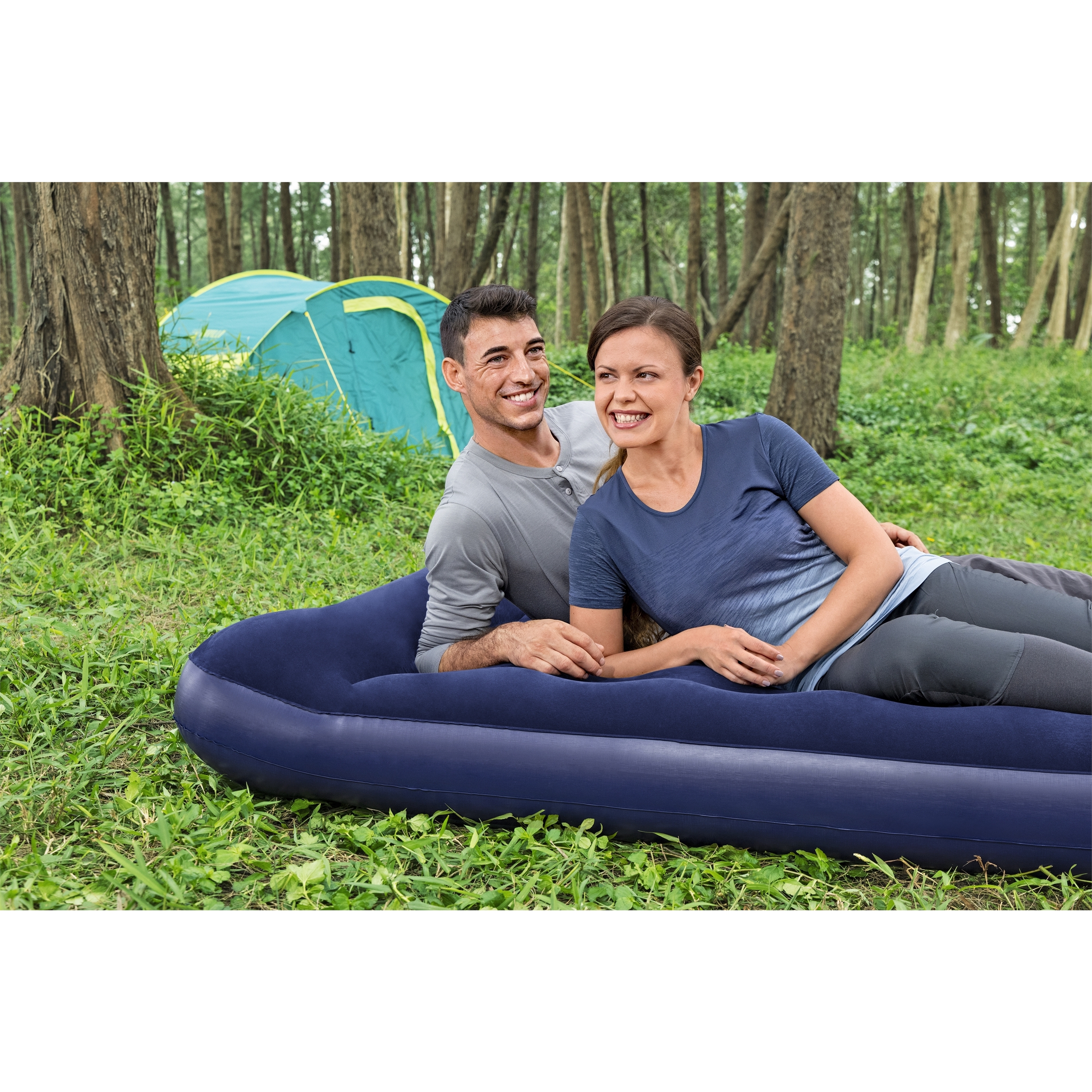 Voir la diapositive 7 : BESTWAY Matelas gonflable avec pompe à pied intégrée 2 places 191 m x 137 x 22 cm - Bleu